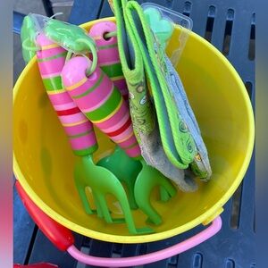 Bucket, 3 Handrakes, Gardening Gloves Kid by Melissa and Doug